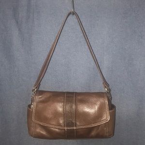 Fossil 1954 Brown Pebbled Leather Bag Flap Closure 75082